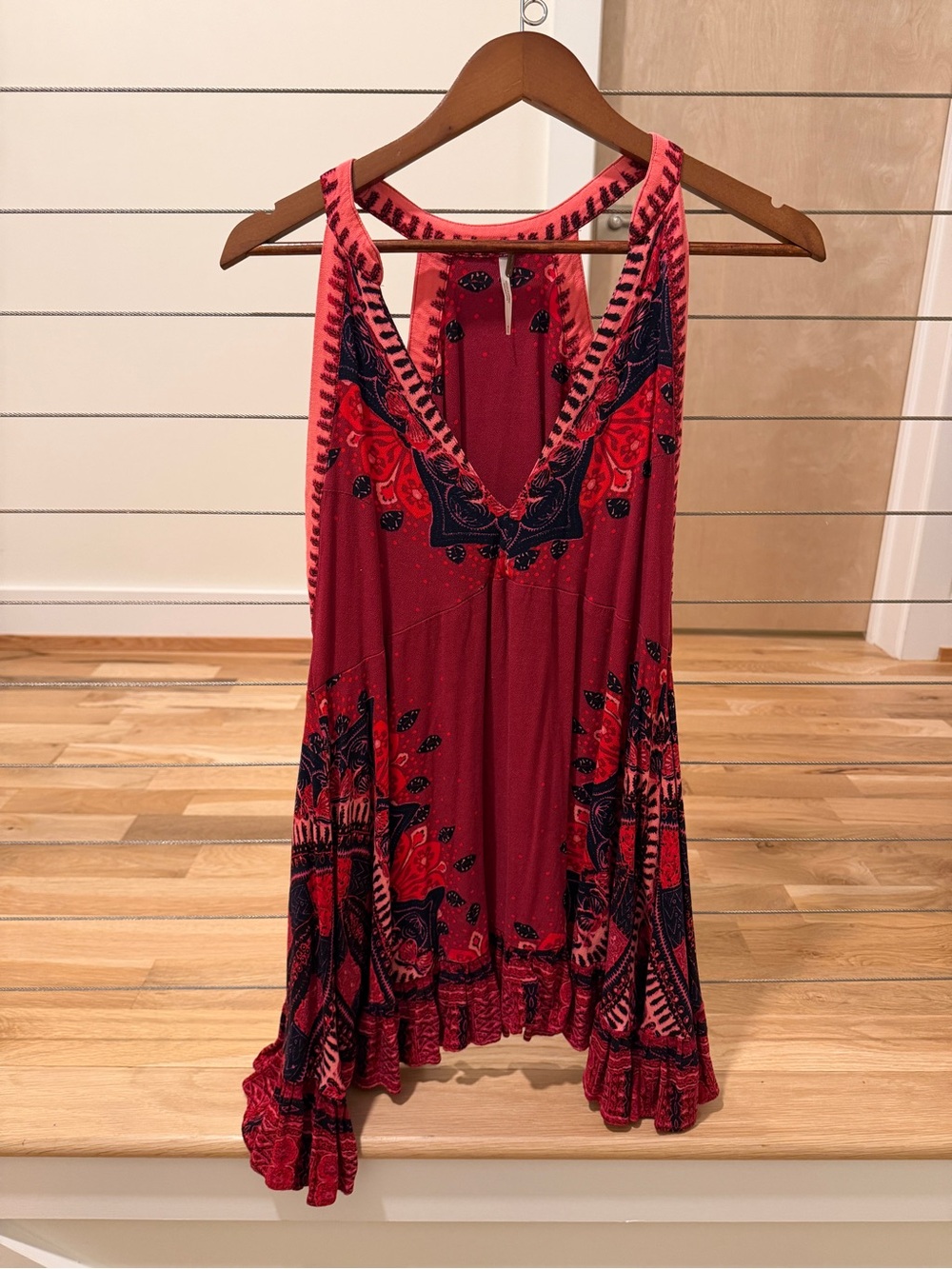 FREE PEOPLE RED SUN PRINTED DRESS